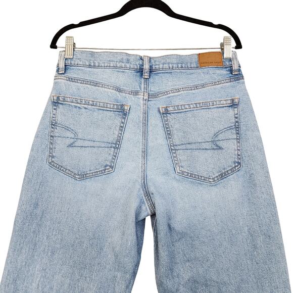 American Eagle Womens Super High Rise Straight Jean Size 8 Light Wash Denim - Picture 6 of 15